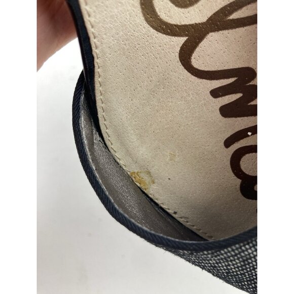 *Sam Edelman Okala Ankle Strap Heel Womens Size 8.5 Black Leather Gold Textured - Picture 10 of 12